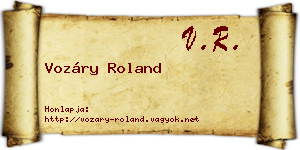 Vozáry Roland névjegykártya